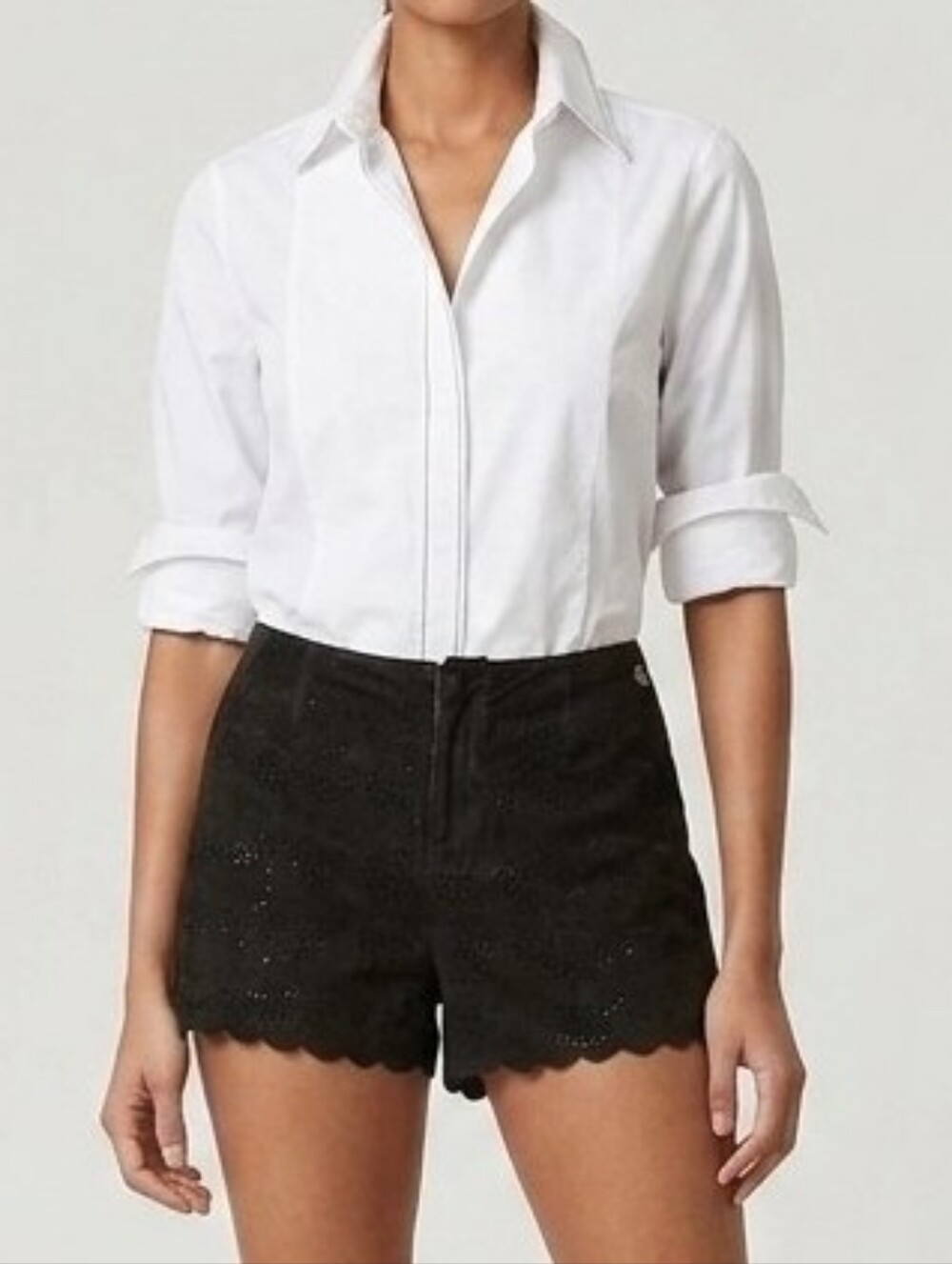 Maison Scotch | Laser-cut Suede Shorts